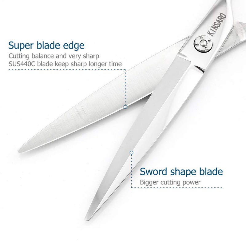 KINSARO Barber Scissors 7" Professional Sliding Hair Scissors Willow Shape Sliding Hair Shears Professional Haircut Razor Edge 440c Barber Shears KINSARO for Hairdresser Barbershop or Home Use - Image 4